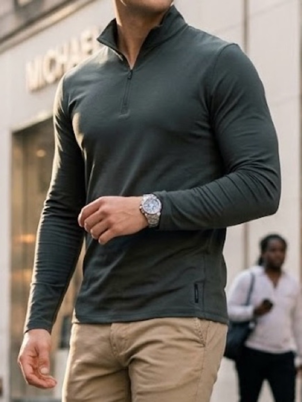 NEW Size XL $98 Michael Kors Cedar Green Pima Cotton Turtleneck Pullover Shirt
